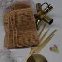 21 Rattan Light Fixtures Ceiling Light Wicker Boho Chandelier with Hand Woven Brushed Brass Finish Flower Shade for Kids Room Bedroom Laundry Room Cloak Room 5-Light