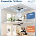 Depuley Ceiling Fan Without Light: 52 Inch 3 Blade Outdoor Fans for Patios - Black Ceiling Fan No Light Indoor Remote Control Ultra Quiet DC Motor Reversible 6 Speed Timer