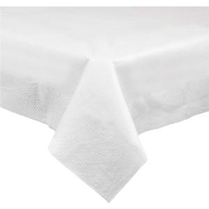 PLASTICPRO Disposable 3 Ply Paper & Plastic Tablecloth Absorbent, Waterproof, White Table Cover for Rectangle Tables fits 6-8 Foot Tables Size: 54'' X 108'' Case of 36