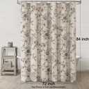 Farmhouse Floral Linen Shower Curtain, Vintage Brown Pattern Rustic Shower Curtains for Bathroom, Tan Taupe, 72x84