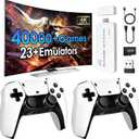 2025 New Retro Game Console,40000+Games and 23 Emulators, with Dual 2.4G Wireless Controllers, Plug and Play 4K HD HDMI TV Game Stick White