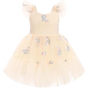 IMEKIS Toddler Girls Strawberry Floral Tulle Birthday Dress Elastic Back Summer Casual Party Dresses