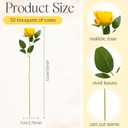 Jexine 50 Pcs Artificial Rose Flower Bulk Realistic Silk Fake Roses with Long Stem Plastic Artificial Flower Bouquet Real Looking for Home Wedding Centerpieces Party Decoration(Yellow)