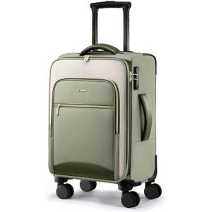 LOVEVOOK Carry On Luggage 22x14x9 Airline Approved with Spinner Wheels, 20 Inch Softside Suitcases, Lightweight Rolling Travel Carry on Suitcase with TSA Lock for Women Men Weekender, Green-Yellow