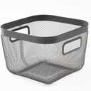 Metal Mesh Steel Baskets, Household Wire Storage Organizer Bin Garden Harvest Basket Multi-functional Fruit Baskets with Handles for Kitchen Bathroom Picnic Shopping Decor Cabinet Home, Black