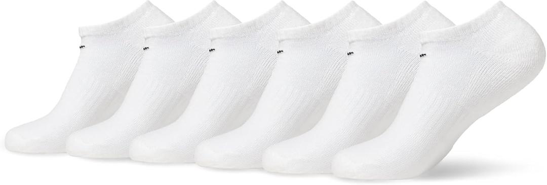 Nike Unisex Adult Everyday Cushioned Training No-Show Socks (6 Pairs) (Large, White/Black)