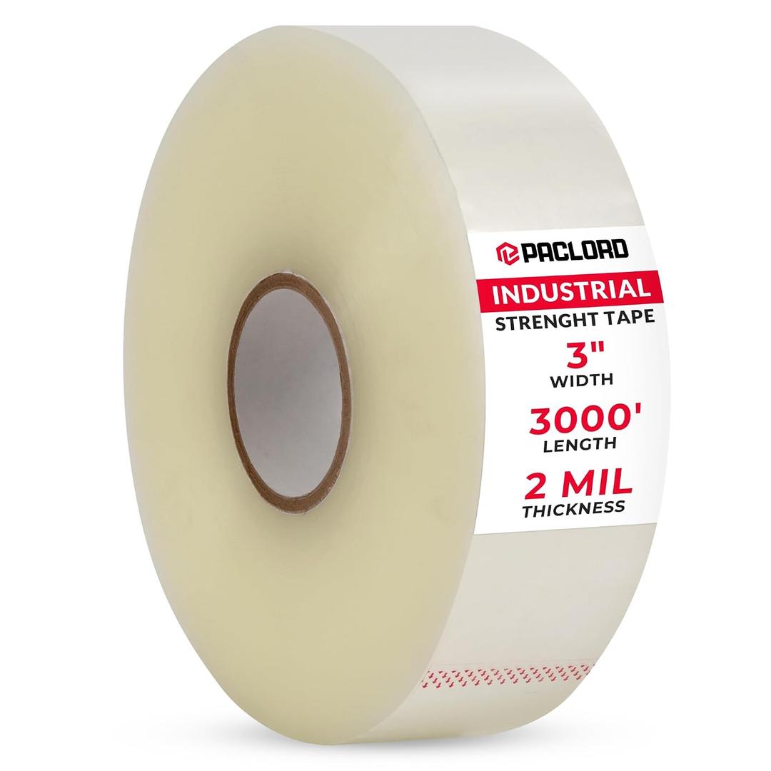 3" x 1000 Yards Clear Packing Tape for Sealing Machines, 2.0 Mil Thick | Machine Length Standard-Duty Packaging Tape Refill Rolls for Moving or Shipping Boxes