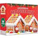 Gingerbread House kit [Set of 2] DIY Gingerbread House, Fun Holiday Activity for Kids, Ease Crafted Grooves Decor Kit of 2 Houses/4 ppl/Fondant/Snowflakes/Candies/Jellies/Beads/Buttons/Tray 30 Pcs Set