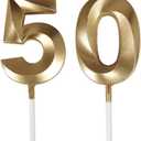 50th Birthday Candles,Gold Number 50 Cake Topper for Birthday Decorations Party Decoration