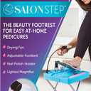 Salon Step The Beauty Footrest for Easy at-Home Pedicures, Treat Your Feet, No More Bending or Stretching with LED Magnifier, Drying Fan, Adjustable Foot Rest, Non-Slip Sturdy Legs & Built-in Storage