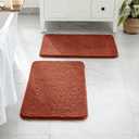 MIULEE Rust Bathroom Rugs Set 2 Piece, Soft Absorbent Microfiber Bath Mat Set, Non Slip Quick Dry Machine Washable Plush Shaggy Bath Rugs for Bathroom Floor, Tub and Shower, 16x24 inches