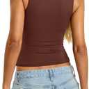 EasyGala Womens Padded Tank Tops Double Lined Built in Bra Sleeveless Top Square Neck Slim Fitted Summer T Shirts 2026 (Brown, XL)