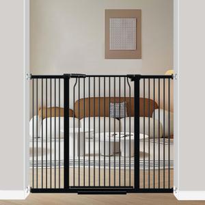 51.18" Extra Tall Pet Cat Gate for Doorway 48.5"-56.2" Wide Auto Close Tall Dog Gate No Drilling Pressure Mounted for Hallway Kitchen,Black