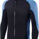 Wetsuit Top Men,2mm Mens Wetsuit Top 3mm Long Sleeve Wetsuit Jacket Men Front Zip Warm Wets Suit Jackets for Men Stretch Mens Wetsuit Top M