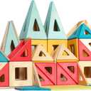 Wooden Magnetic Tiles by Big Future Toys - 100 Piece Set | Montessori Toys | Sensory Toys | Wooden Magnetic Blocks | STEM Building Toys | Blocks for Toddlers| Toddler Toys Age 3+