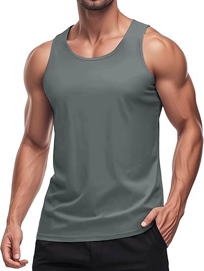 Men's UPF 50+ Tank Top Gym Workout Sleeveless Muscle Shirts Sun Protection Cut Off Shirts Summer Sleeveless T Shirt Medium