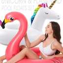 Inflatable Unicorn Flamingo Pool Floats - Jasonwell 2 Pack Pool Floaties Inflatables Rafts for Swimming Pool Tubes for Floating Lake Beach Floaty Swim Rings Pool Party Toys for Adults Kids