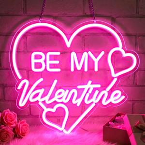 Be My Valentine Neon Sign,Valentine'S Day Neon Signs for Wall Decor, Heart Shape LED Neon Light USB Powered, Romantic Valentines Day Sign for Bedroom, Proposal, Wedding, Anniversary, for Couples