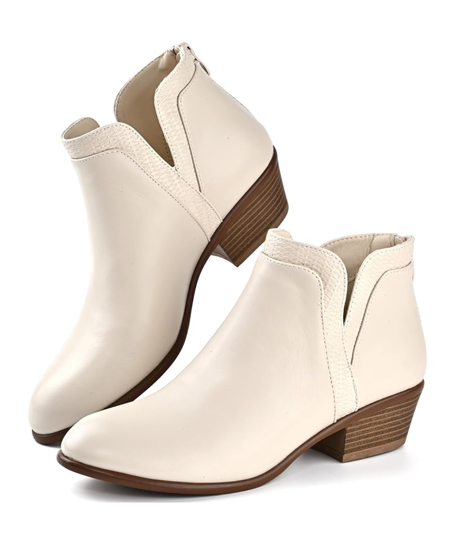 Women's Ankle Boots Low Heels Chunky Fashion Zipper Dressy Booties for Women 8.5