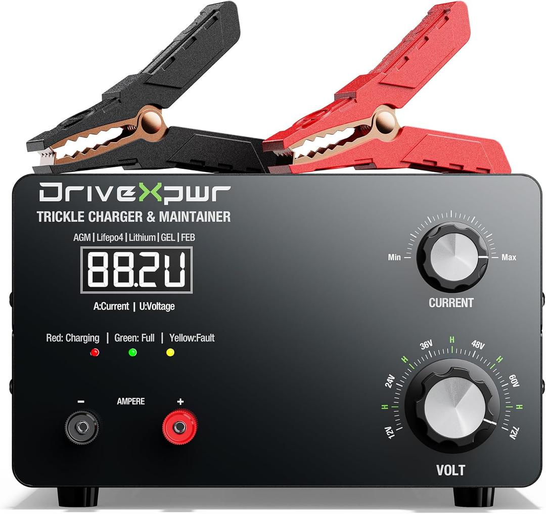 Adjustable Battery Charger 12V 24V 36V 48V 60V 72V,16A Automatic Battery Maintainer,Battery Desulfator Maintainer for Lead-Acid LiFePO4 Lithium,Suit Automotive Golf Cart Truck Lawn Mower(X40)