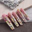 2 x 3D Alloy Nail Art Studs Nail Charms, Gold Hollow Star Moon Metal Nail Rivets Crystal Rhinestones Gems Jewelry DIY Crafts Manicure Decorations with Pick Up Tweezers