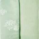 Jersey Swaddle Blanket, Ultra Soft Stretchy Receiving Blanket, Newborn Swaddle Wrap for Boys & Girls, 40 x 30 inches, 2 Pcs (Mint Green Flower)