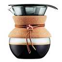 BODUM 17oz Pour Over Coffee Maker, High-Heat Borosilicate Glass with Reusable Stainless Steel Filter and Cork Grip - Made in Portugal