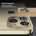 7 x [2 Pack] for iPhone 14 Pro/Pro Max Camera Lens Protector, Military Grade 9H Tempered Glass, Premium Metal FLAT Covering Design, Anti-Fingerprint Technology, Ultra HD Photography, Gold