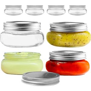 Wide Mouth Mason Jar 8 oz for Pickling, Shea Butter Body Butter, Canning, Candles, Fruit Preserves, Jam or Jelly - Glass jar with Lids 4pc
