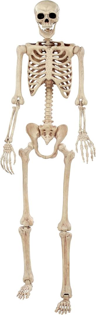 Crazy Bonez Pose-N-Stay Halloween Skeleton, 6 FT  Life-Size, Realistic, Fully Poseable Indoor & Outdoor Decoration, Durable Weather-Resistant Spooky Prop for Yard, Porch, Haunted House