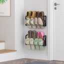 Hanging Shoe Rack 2 Pack, Wall Mount Shoe Rack with Sticky Hanging Mounts, Wall Shoes Holder Storage Organizer Shelf Shoe Holder for Wall Camper and RV Shoes Storage with Hooks No Drilling