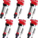 Pindex 6 Pack Ignition Coils and Iridium Spark Plugs,UF569 41-109 Coil Pack Kits Compatible with Chevy Camaro Equinox Impala Malibu Traverse Buick Cadillac GMC 3.0L 3.6L