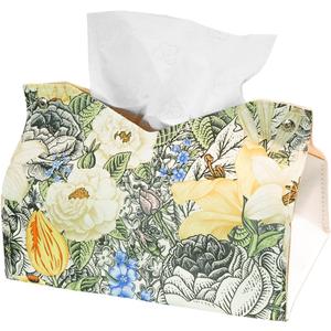 Tissue Box Cover, Leather Tissue Case Paper Organizer Dispenser, Fashion Tissue Box Holder with Bottom for Tabletop, Bathroom, Car (Yellow)