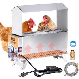 Heated Waterer for Chickens 2 Gallon Heated Chicken Waterer for Winter Chicken Water Heater with Adjustable Leg Anti-Freeze Poultry Duck Drinker Water Dispenser Heater Chicken Coop Accessories