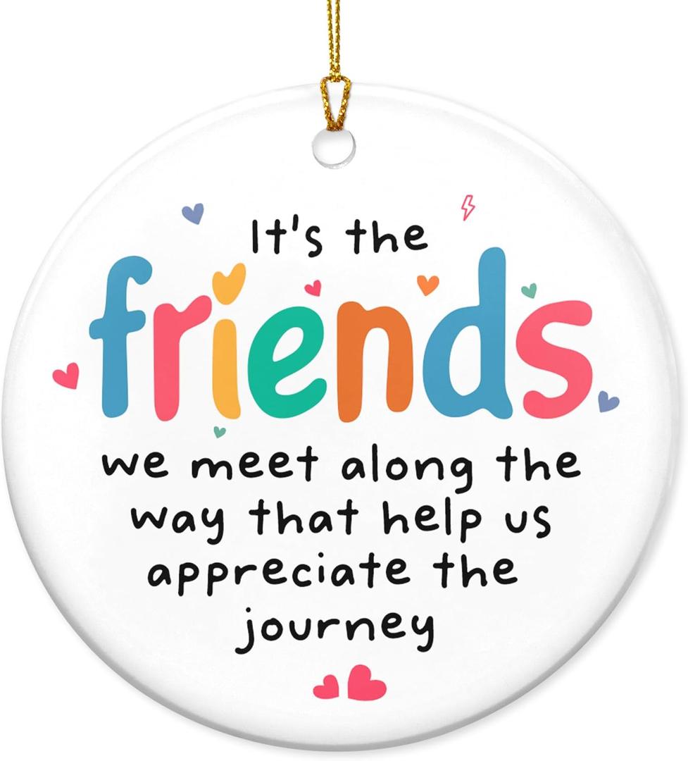4 x Friendship Gifts for Women Friends - BFF Christmas Ornaments & Decorations - Ceramic Ornaments