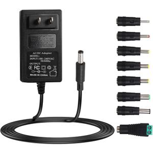 19V 2A Power Supply AC DC Adapter with 8 Interchangeable DC Plug, Universal DC in 19 Volt 2 Amp Power Cord, Converter Transformer 100-240v, 50/60HZ, 5.5x2.5mm DC Output Jack, for 19V 2A Equipment