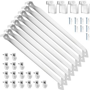 12 Inch Wire Shelf Brackets Set, 8 Pack Metal White Closet Support Bracket with End Brackets & Clips for Wire Shelving Wall Bracket Installation, Support Wire Closet Shelves Racks (8 Pack)