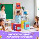 Harloon 15 Pcs Birthday Gift Bag with Happy Birthday Certificates for Students Birth Favor Paper Goodie Bags with Greeting Cards Classroom Award from Teachers(Fresh,Colorful)
