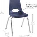 FDP 16" School Stack Chair with Swivel Glides, Navy, 6-Pack, 10368-NV
Stacking student seat with self-leveling swivel feet, for upper elementary age 8-12, classroom & homeschool