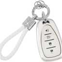 PIFOOG White Key Fob Cover for Chevy Chevrolet Malibu Equinox Camaro Blazer Traverse Accessories 4 Button Keys Shell Case Glitter Car Keychain Protection Cute Girly Women Silver