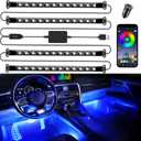 LivTee Smart Car Interior Lights, RGB LED Accent Lights with App Control, Music Mode, DIY Mode, 2-Line Design, Charger Included, Car Accessories for Women