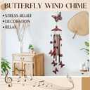 35" Christmas Butterfly Wind Chimes for Outside Garden Decor with 4 Aluminum Tubes and 6 Charming Bells for Patio Porch Yard Decor, Christmas Gifts for Women Mom Grandma(Red and Black)