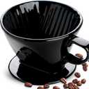 hailanbao Handmade Pour Over Ceramic Coffee Dripper - Authentic Brewing Experience for Camping, Office, and Home (Black)