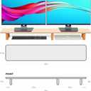 Aothia Large Dual Monitor Stand Riser, Solid Wood Desk Shelf with Eco Cork Legs for Laptop Computer/TV/PC/Printers, Perfect Desktop Stands Organizer with Underneath Storage for Office Accessories