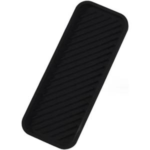 22.8 * 9cm Kitchen Silicone Sink Holder Soap Dispenser Countertop Tray Bathroom Shower Shampoo Bottle Storage Tray Draining Pad(Black S)