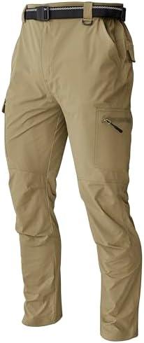 Men's Cargo Work Hiking Pants Lightweight Water Resistant Quick Dry Fishing Travel Camping Outdoor Breathable Multi Pockets Size XL