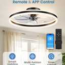 VOLISUN Low Profile Ceiling Fans with Lights and Remote, 27.6in Flush Mount Ceiling Fans with Light, 3000K-6500K Dimmable Fandelier LED Fan Light, Black Bladeless Ceiling Fans with Lights for Bedroom