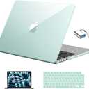 EooCoo Compatible with MacBook Air 13 inch Case M5 2026-2022 M4 M3 M2 Model A3449 A3240 A3113 A2681, Mac Air 13.6 inch Hard Shell & Keyboard Cover & Screen Film & Type-C, Crystal Sage Green