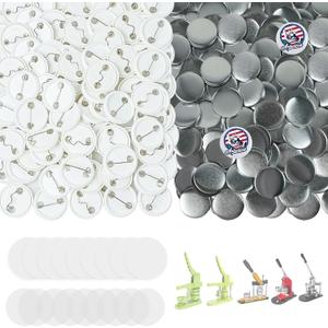 200 Sets Button Maker Supplies, 0.98 inch / 25mm Button Parts Buttons Supplies, Approx. 1 in Blank Badge Parts with Blank Paper for Buttons Maker Machine Pin Maker Press