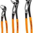 Klein Tools D5053KIT 3-Piece Classic Klaw Pump Pliers Set, 7-Inch, 10-Inch, and 12-Inch Pump Pliers, Compact Design with V-Jaw and Hardened Teeth for Maximum Torque